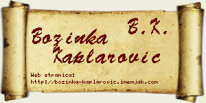 Božinka Kaplarović vizit kartica
